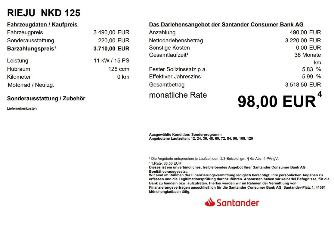 Rieju NKD 125 Gierig mit Top Verarbeitung