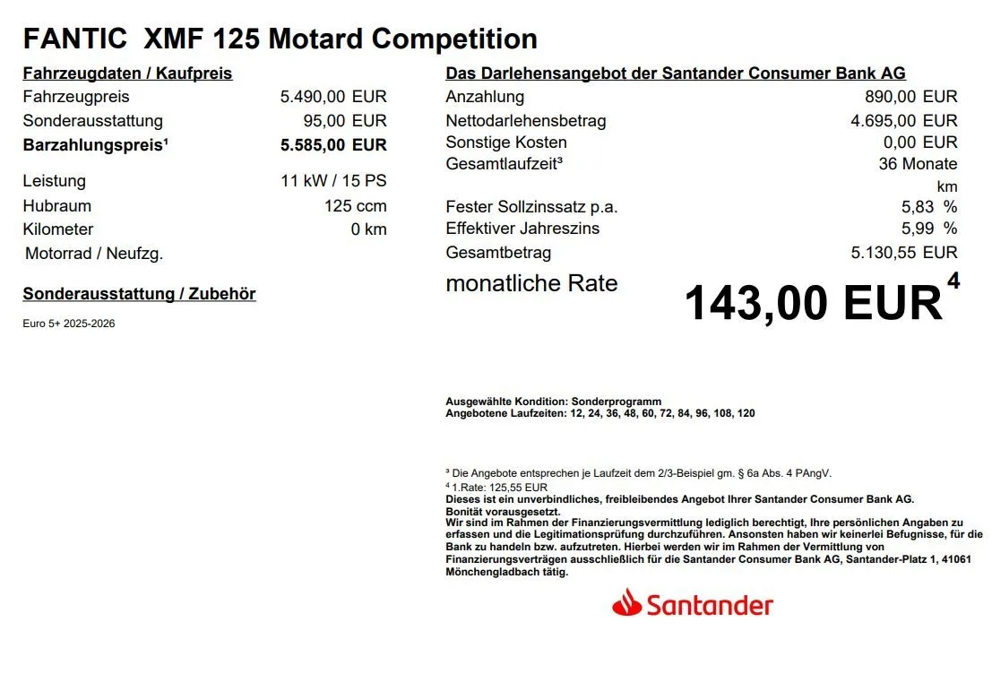 Fantic XMF 125 Competition Gierige Optik-Top Ausstattung