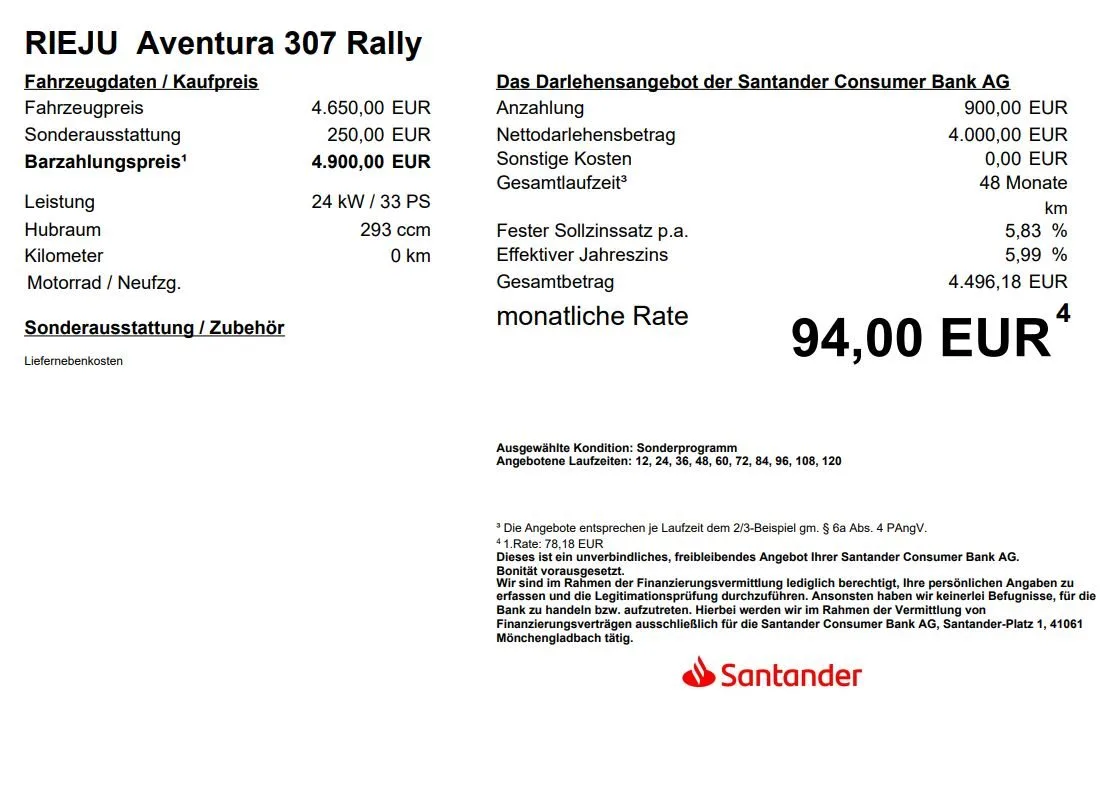 Rieju Aventura Rally 307 Top Bike Inkl. Liefernebenkosten